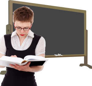 female teacher blackboard